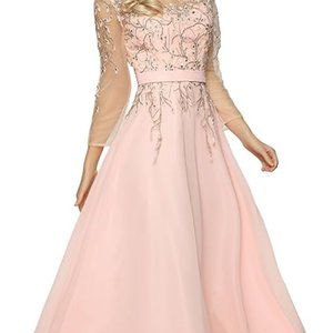 NEW Meier Women's Embroidery Beaded Long Sleeve Evening Dress Mother of Bride